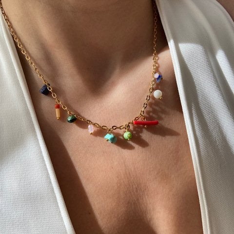 Minimal Doğal Taş Charm Kolye