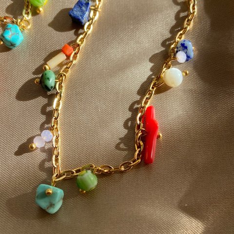 Minimal Doğal Taş Charm Kolye