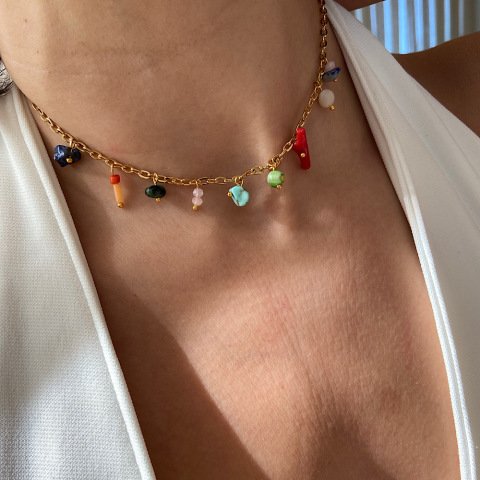 Minimal Doğal Taş Charm Kolye
