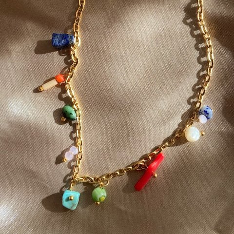 Minimal Doğal Taş Charm Kolye