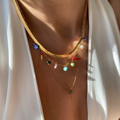 Minimal Doğal Taş Charm Kolye