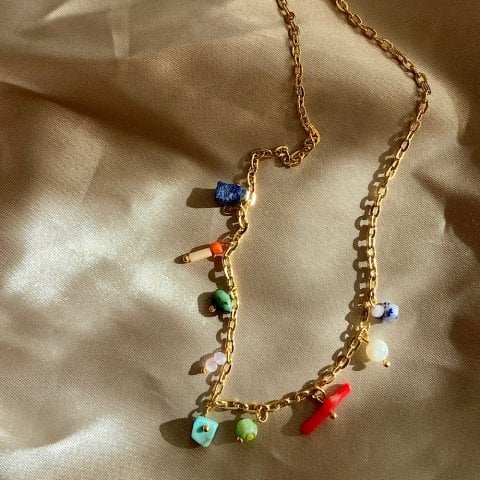 Minimal Doğal Taş Charm Kolye