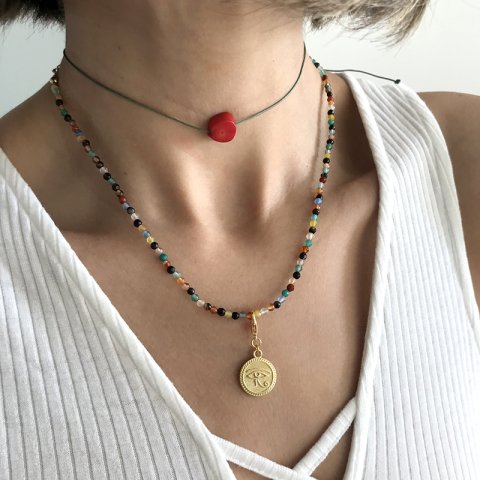 Doğal Taş Mix Fasetli Kolye