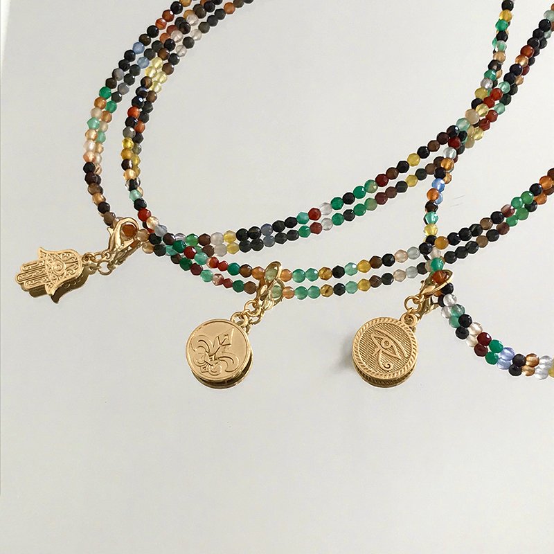 Doğal Taş Mix Fasetli Kolye