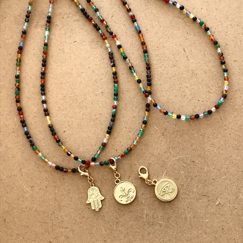 Doğal Taş Mix Fasetli Kolye