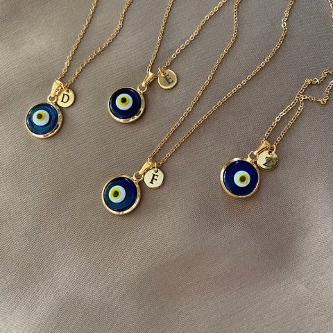 Nazar Harfli Retro Kolye