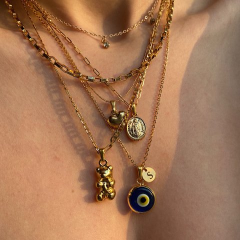 Nazar Harfli Retro Kolye