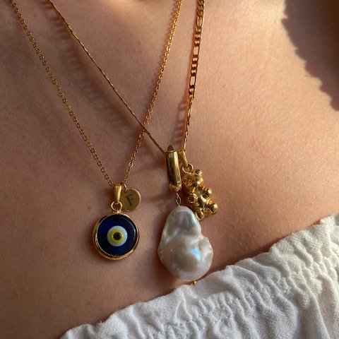 Nazar Harfli Retro Kolye