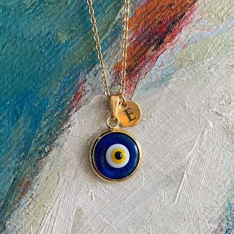 Nazar Harfli Retro Kolye