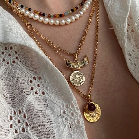 Flakes Of Agate Akik Kolye