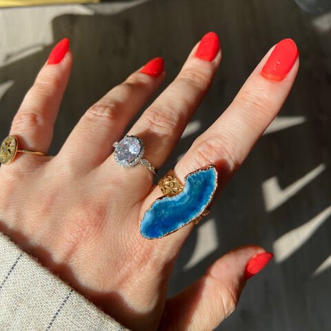 Santorini Agat Doğal Taş Yüzük