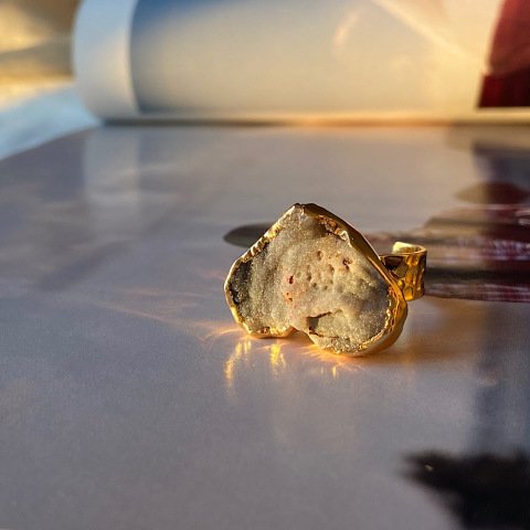 Druzy Taşı Kalp Yüzük