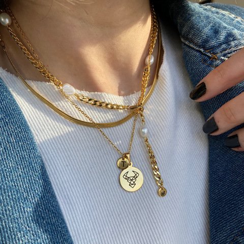 İncili Zincir Choker Kolye