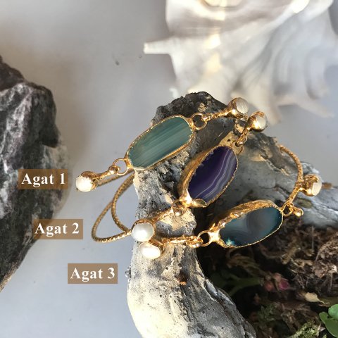 Agat İnce Kelepçe Bileklik