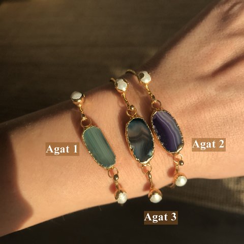 Agat İnce Kelepçe Bileklik