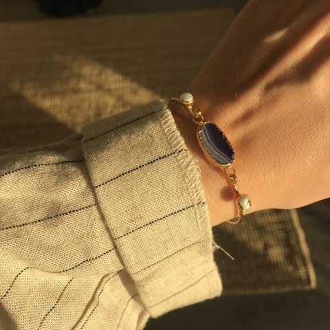 Agat İnce Kelepçe Bileklik