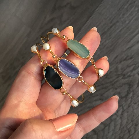 Agat İnce Kelepçe Bileklik