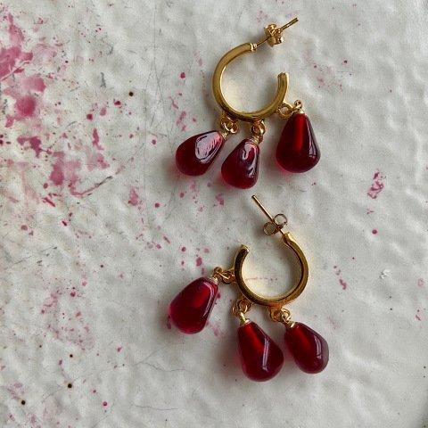 Üçlü Bohemian Nar Küpe