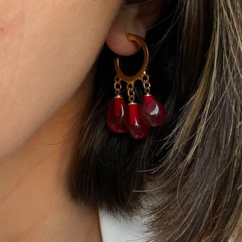 Üçlü Bohemian Nar Küpe