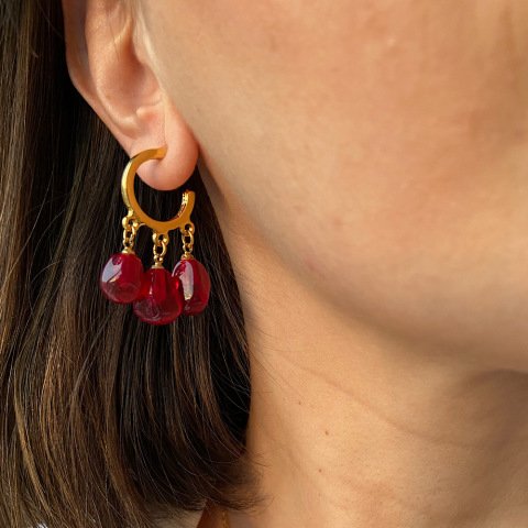 Üçlü Bohemian Nar Küpe