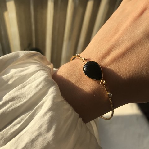 Oniks Taşı İnce Kelepçe Bileklik