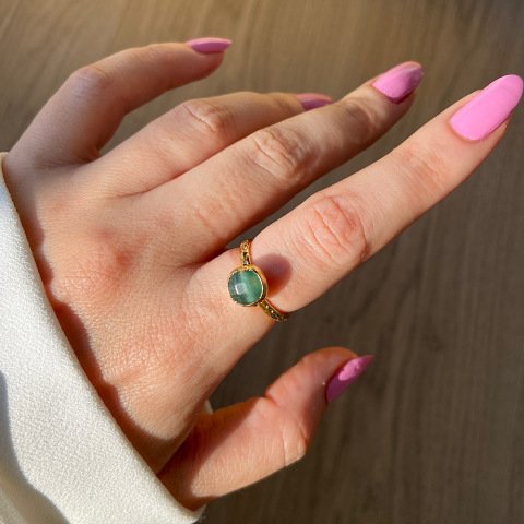 Aventurin Taşlı Minimal Yüzük