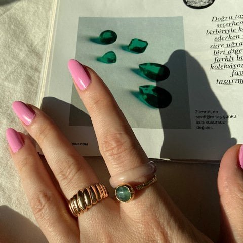 Aventurin Taşlı Minimal Yüzük