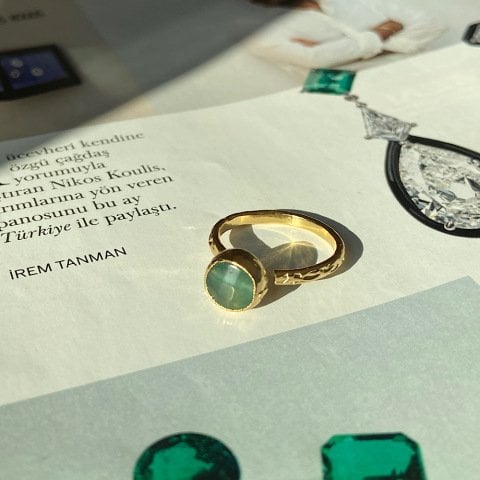 Aventurin Taşlı Minimal Yüzük