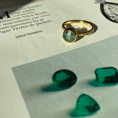 Aventurin Taşlı Minimal Yüzük