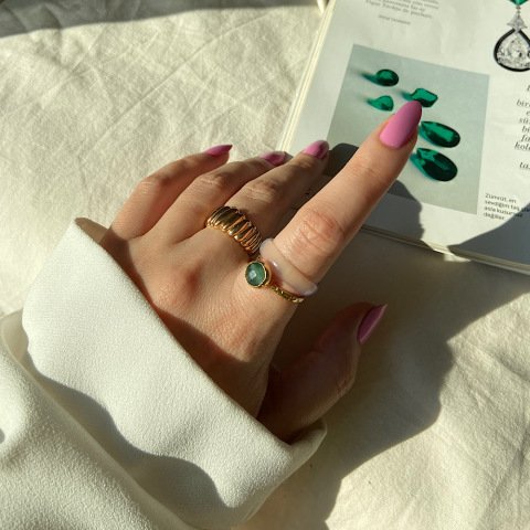 Aventurin Taşlı Minimal Yüzük