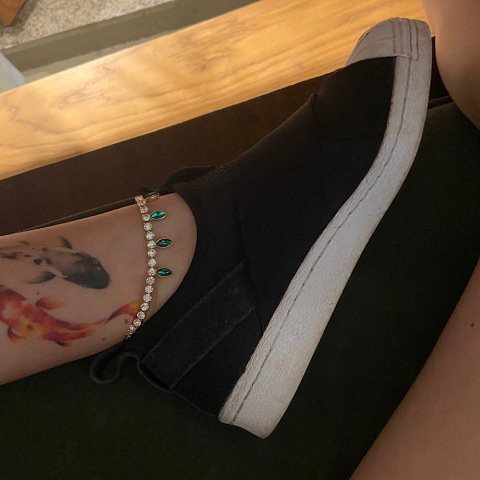 Yeşil Renkli Baklava Taşlı Halhal