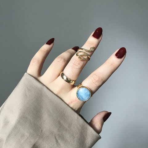 Bebek Mavisi Akik Doğal Taş Yüzük