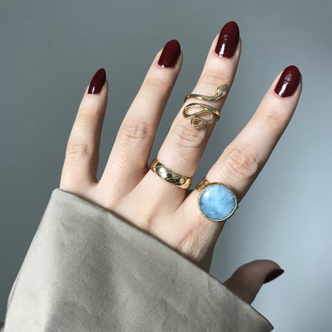 Bebek Mavisi Akik Doğal Taş Yüzük