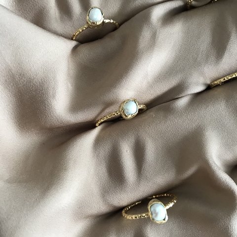 Gold Barok İnci Yüzük