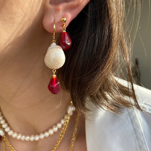 Barok İncili Nar Tanesi Küpe