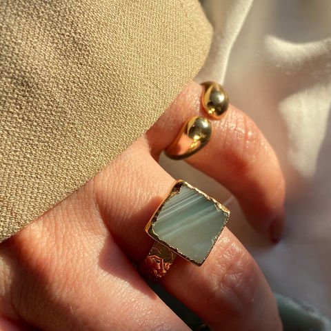 Malta 2 Agat Doğal Taş Yüzük