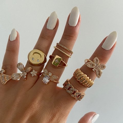 Zirkon Taşlı Zincir Yüzük