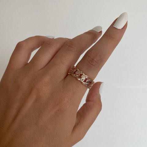 Zirkon Taşlı Zincir Yüzük