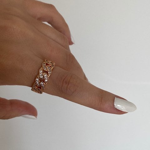 Zirkon Taşlı Zincir Yüzük