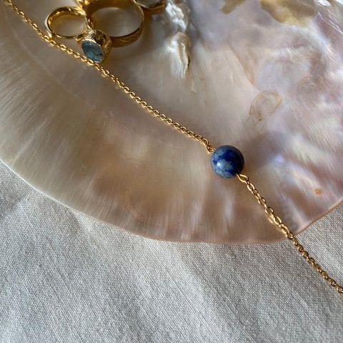 Lapis Lazuli Minimal Kolye Küpe Set