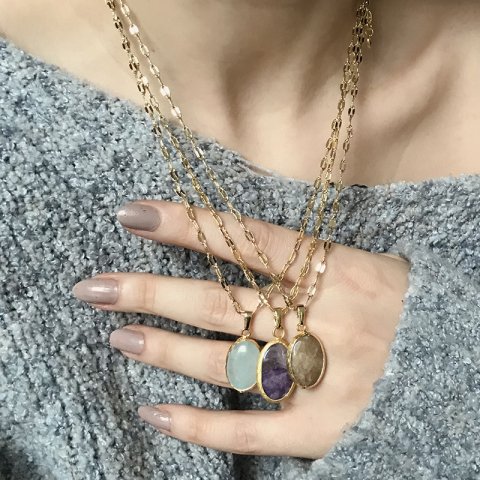 Oval Doğal Taş Kolye