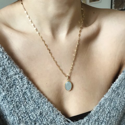 Oval Doğal Taş Kolye