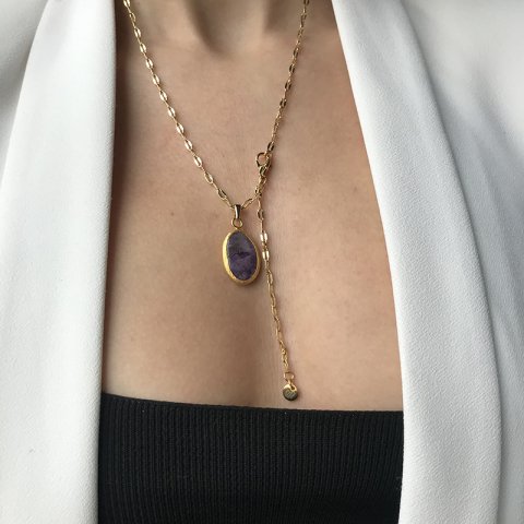 Oval Doğal Taş Kolye