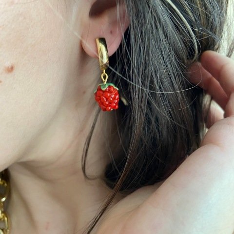 Berry Berry Red Murano Cam Küpe