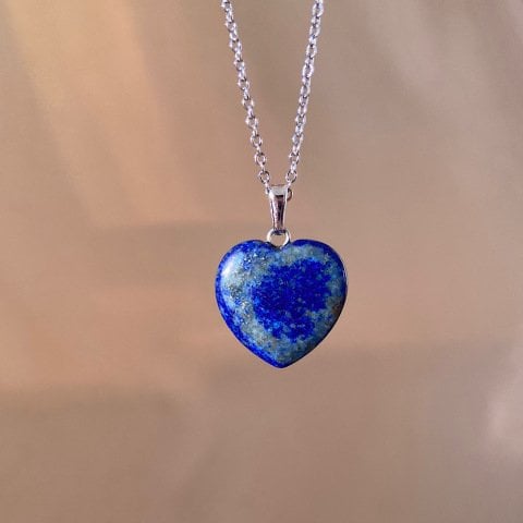 Lapis Lazuli Kalp Doğal Taş Kolye