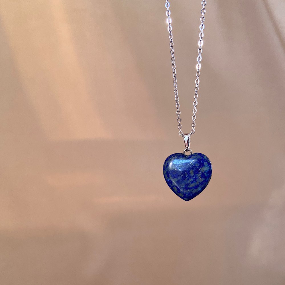 Lapis Lazuli Kalp Doğal Taş Kolye