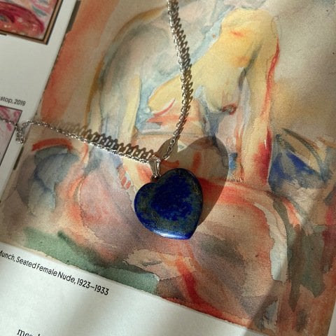 Lapis Lazuli Kalp Doğal Taş Kolye