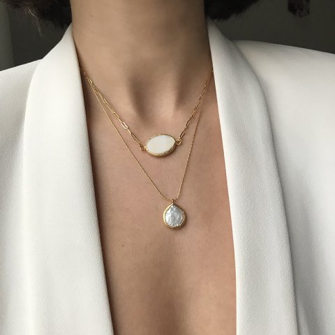 Sedef Doğal Taş Choker Kolye