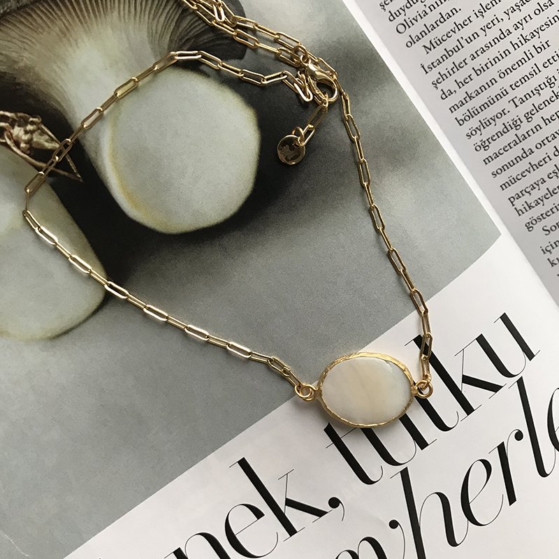 Sedef Doğal Taş Choker Kolye