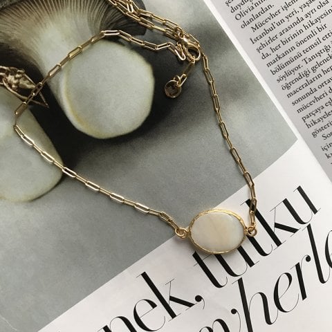 Sedef Doğal Taş Choker Kolye